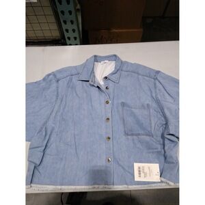 Rosetta Getty Cropped Shirt Denim Light Blue LG